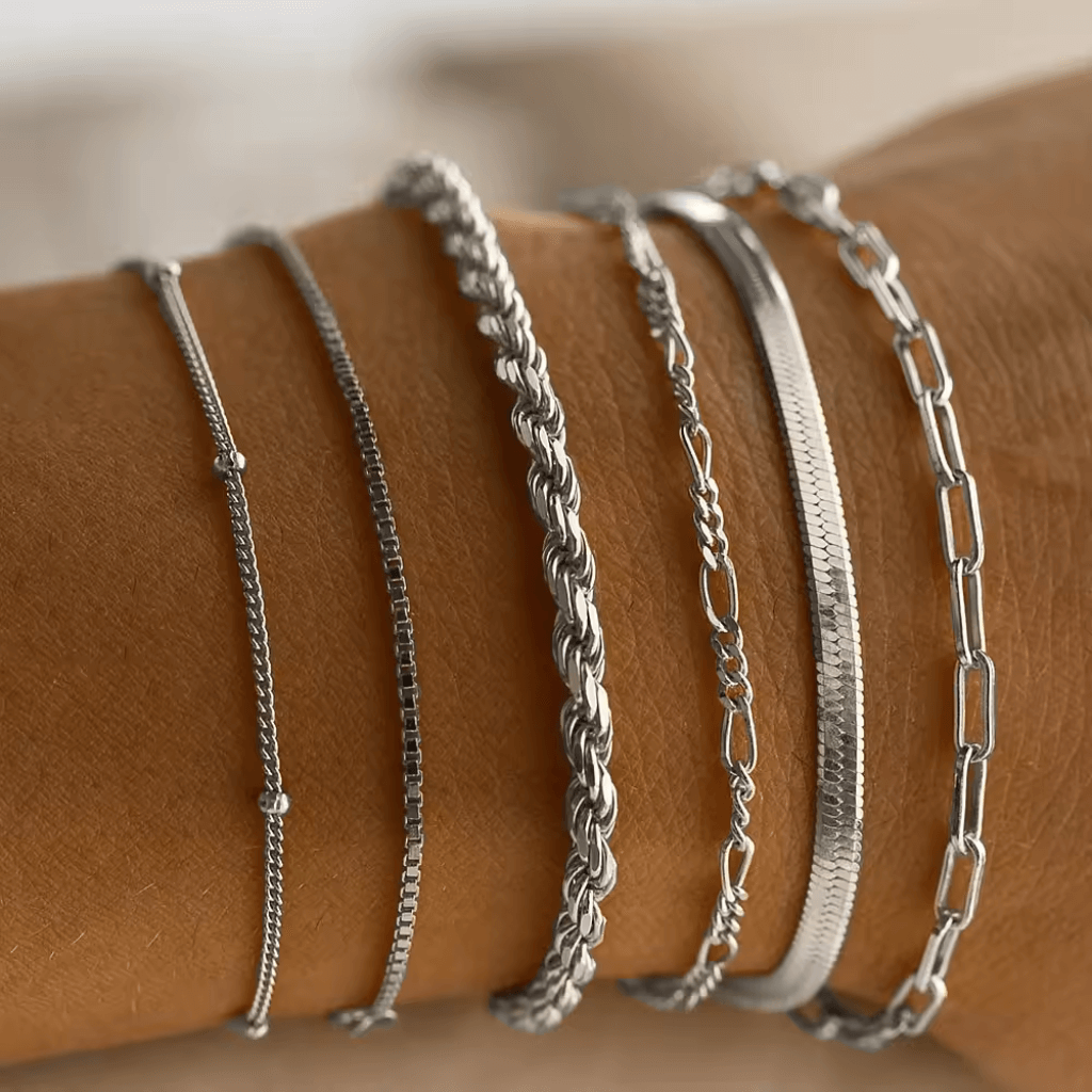 Paperclip Rope Box Chain Bracelets Layered Adjustable Jewelry for Women