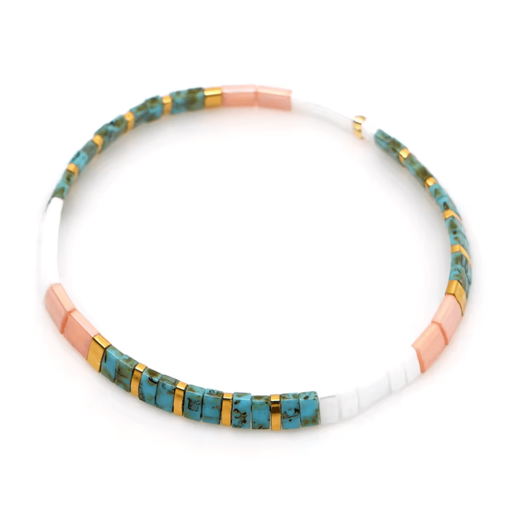 Go2Boho colorful boho bracelets with elastic adjustable fit for beach and surfing style