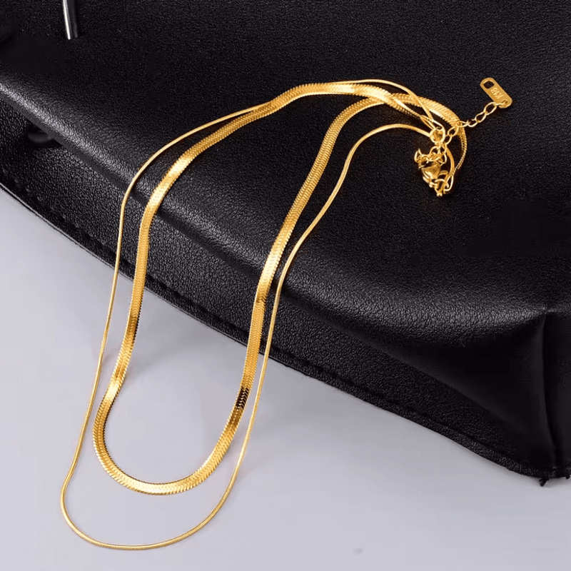 Adjustable gold layered snake chain statement necklace