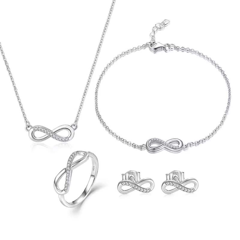 Matching rhodium plated women’s jewelry gift set